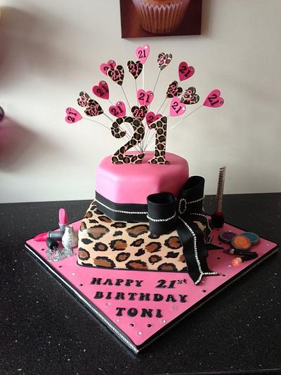 leopard print pink bling cake - Cake by Donnajanecakes 