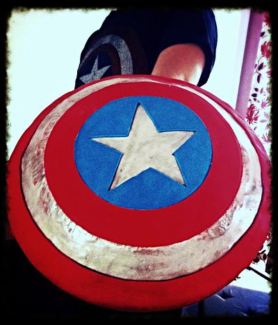 Wearable Captain America shield cake  - Cake by EyeSeaDoughNuts