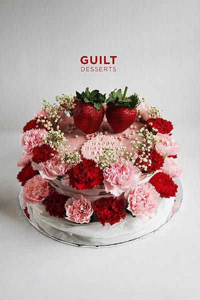 Carnation Strawberry Cake - Cake by Guilt Desserts
