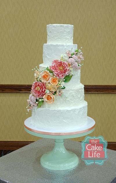 textured buttercream floral wedding cake - Cake by The Cake Life