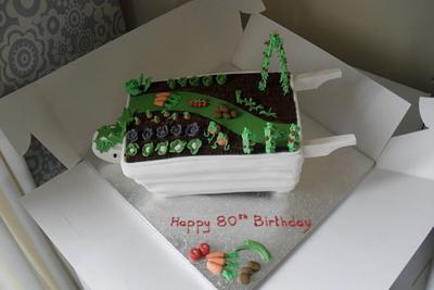 Wheel barrow birthday cake - Cake by David Mason