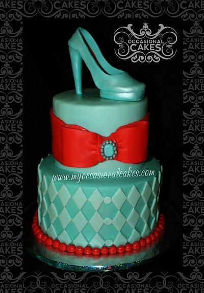 Platform Shoe Cake - teal & red - Cake by Occasional Cakes
