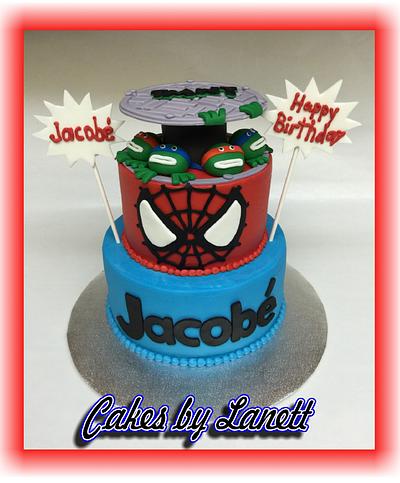 Ninja Turtle/Spiderman Cake - Cake by Lanett