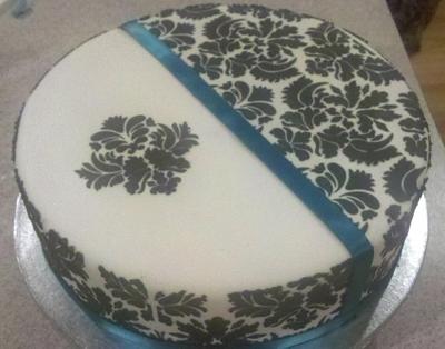 Damask Bridal Shower Cake - Cake by CakingNW