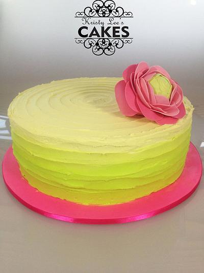 Ombre Green Buttercream with Ranuculus Flower - Cake by Kristy How