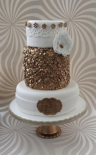 Gold edible sequins !! - Cake by The lemon tree bakery 