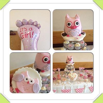 baby shower and sweetie table....it's a girl.  - Cake by Maggie