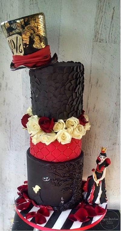 Queen of Hearts meets Alice for the first time - Cake by SugarBritchesCakes