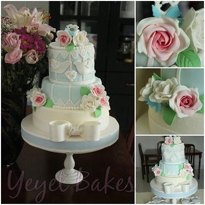 Shabby Chic Vintage Style Wedding Cake - Cake by Yeyet Bakes