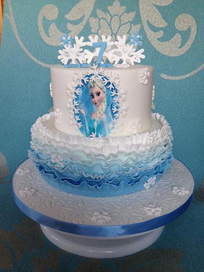 Frozen ruffle and snowflakes cake - Cake by Tricia morris