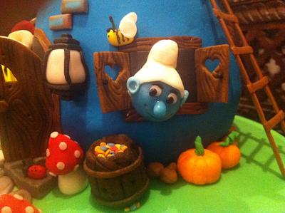 Smurfs Mushroom House Cake - Cake by Creative Bites