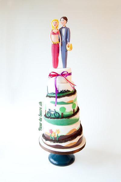 Mountain Downhill Bike Wedding Cake - Cake by Fleur de Sucre
