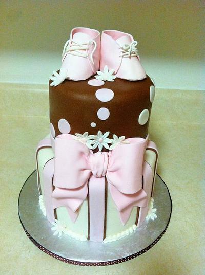 Brown and Pink Baby Shower Cake - Cake by Marlene