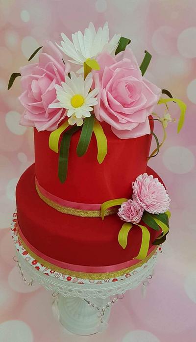 Romantic Waferpaper Roses - Cake by Anand