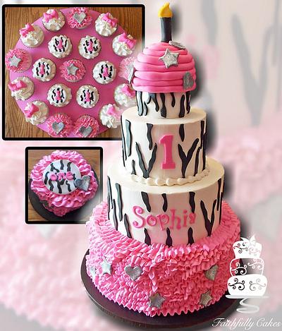 Zebra Print Ruffles Birthday - Cake by FaithfullyCakes