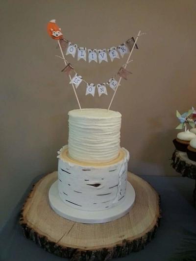 Rustic woodland 1st birthday cake  - Cake by Shawna