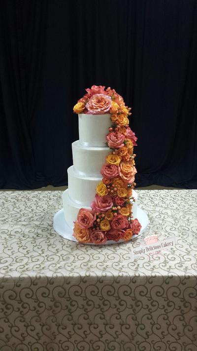 Pink and Orange Wedding Cake - Cake by Simply Delicious Cakery