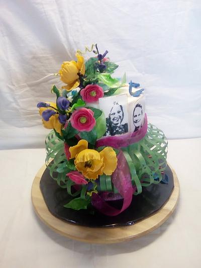flower birthdaycake - Cake by Aurelia'sTartArt