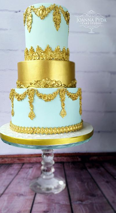Gold and Blue - Cake by Joanna Pyda Cake Studio