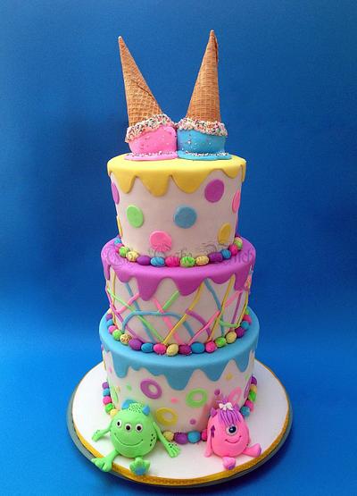 Colourful Monsters - Cake by Nessie - The Cake Witch