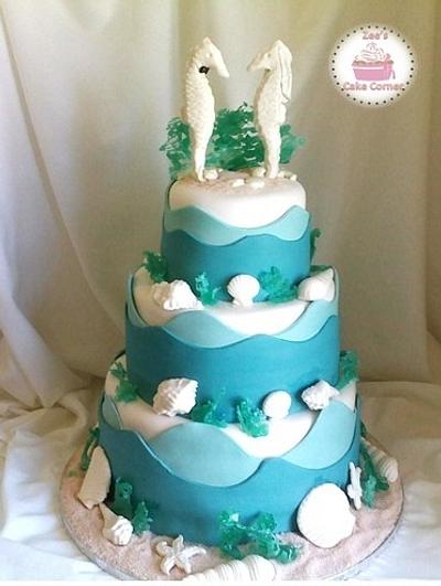 Sea Themed Wedding Cake  - Cake by Zaafirah Adams  - Zee's Cake Corner 
