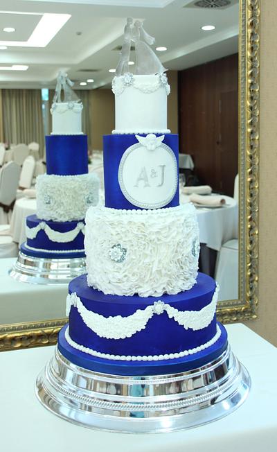 Royal blue and white Wedding Cake - Cake by Artym 