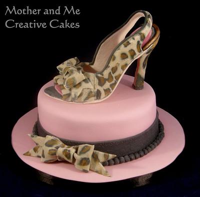 Leopard skin shoe cake - Cake by Mother and Me Creative Cakes