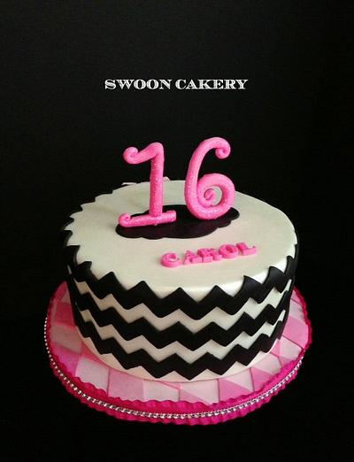 Sweet 16 Chevron Cake - Cake by SwoonCakery