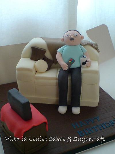 Man on Sofa Cake - Cake by VictoriaLouiseCakes