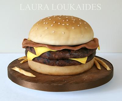 Bacon Double Cheeseburger Cake - Cake by Laura Loukaides
