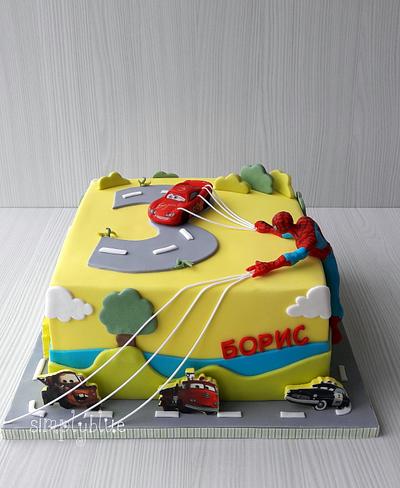 McQueen and Spiderman cake - Cake by simplyblue
