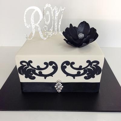 Balck & White Engagement Cake - Cake by Creative Cakes by Sharon