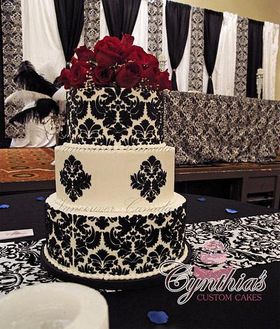 Damask Wedding Cake - Cake by Cynthia Jones