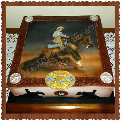 Reining Horse Cake - Hand Painted - Cake by CAKE ART by Michelle