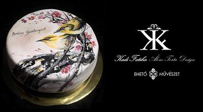 Handpainted birds - Cake by Fatiha Kadi