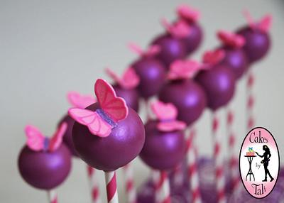Shiny cake-pops with butterflies - Cake by Tali