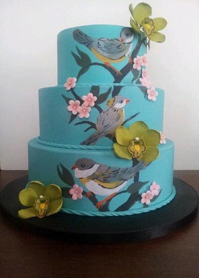 3 Tier Hand painted Anniversary Cake - Cake by Diana