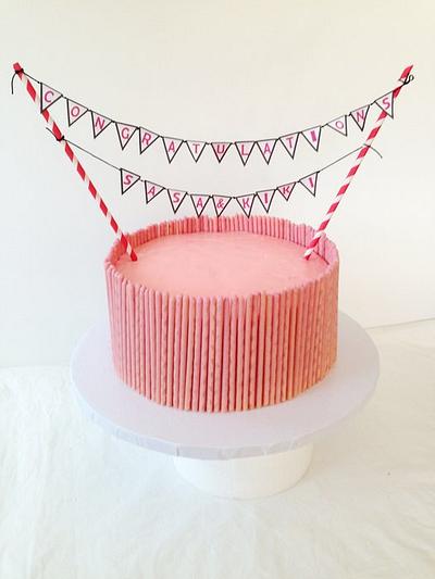 Pink Pocky Graduation Cake - Cake by funni