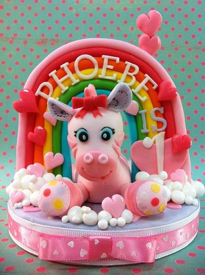 Pink Zebra and Rainbow Cake Topper - Cake by Hot Mama's Cakes