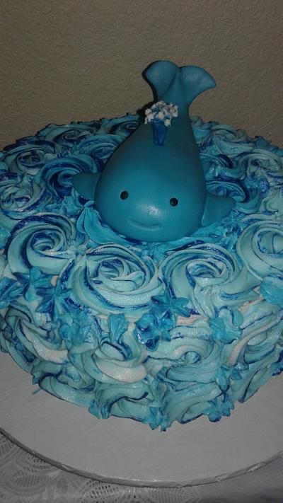 Baby shower whale  - Cake by Luga Cakes
