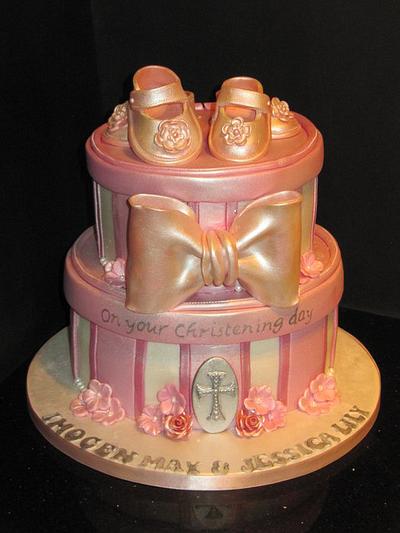 2 sisters christening cake  - Cake by d and k creative cakes