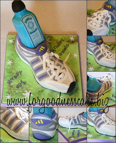 Adidas running shoe and bombay sapphire gin - Cake by Forgoodnesscake