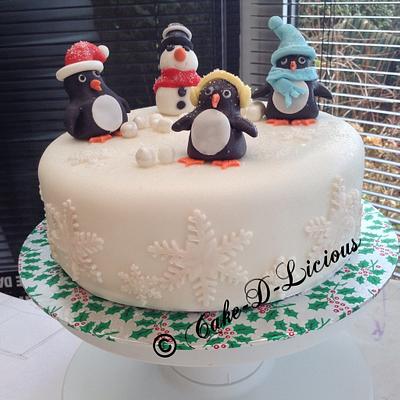 Christmas penguins & snowman cake - Cake by Sweet Lakes Cakes