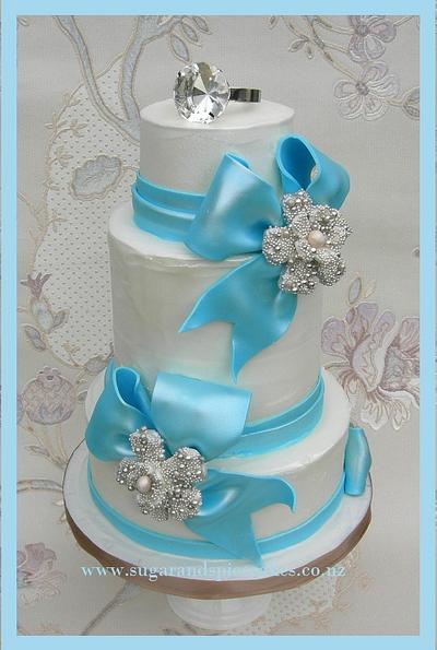 Rustic Tiffany Wedding cake - Cake by Mel_SugarandSpiceCakes