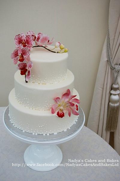 orchids and champagne bubbles cake - Cake by Nadya