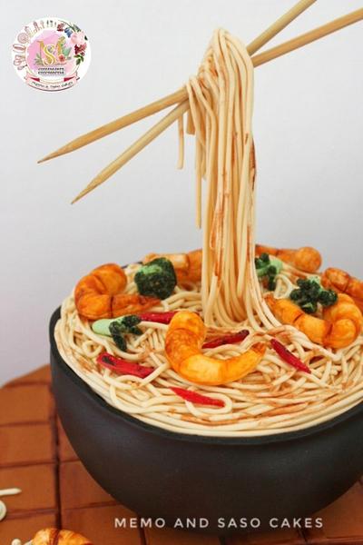 Shrimp and broccoli spaghetti - food cake challenge - Cake by Mero Wageeh