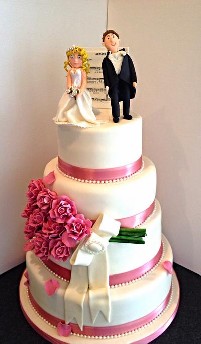 Dusky pink Rose themed Wedding cake - Cake by mike525