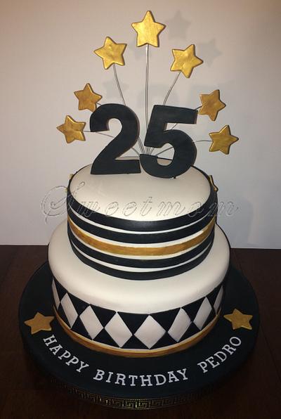 25 birthday gold, white and black - Cake by Sweetmom