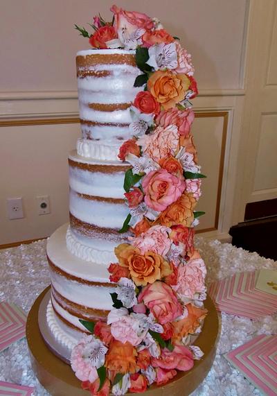 Naked Buttercream cake with fresh flowers - Cake by Nancys Fancys Cakes & Catering (Nancy Goolsby)