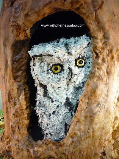 Owl in a tree 3D - Cake by WithCherriesOnTop